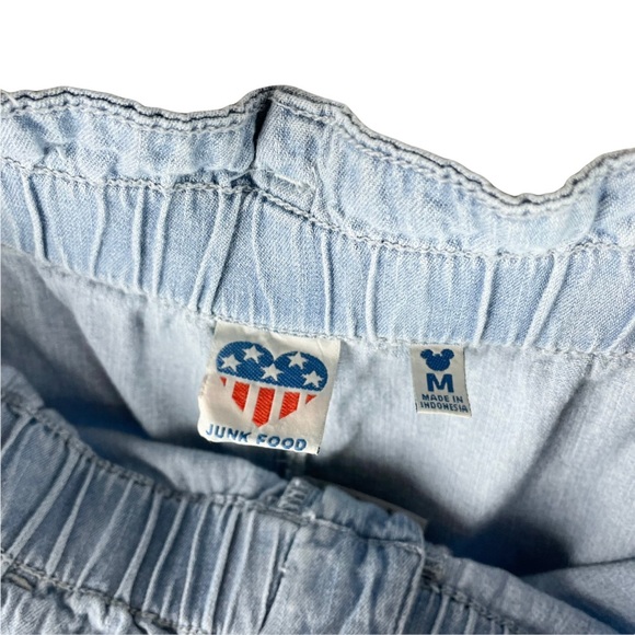 Junk Food x Disney Blue Chambray Mickey Mouse Embroidered Tapered Pants Sz M - Picture 8 of 9